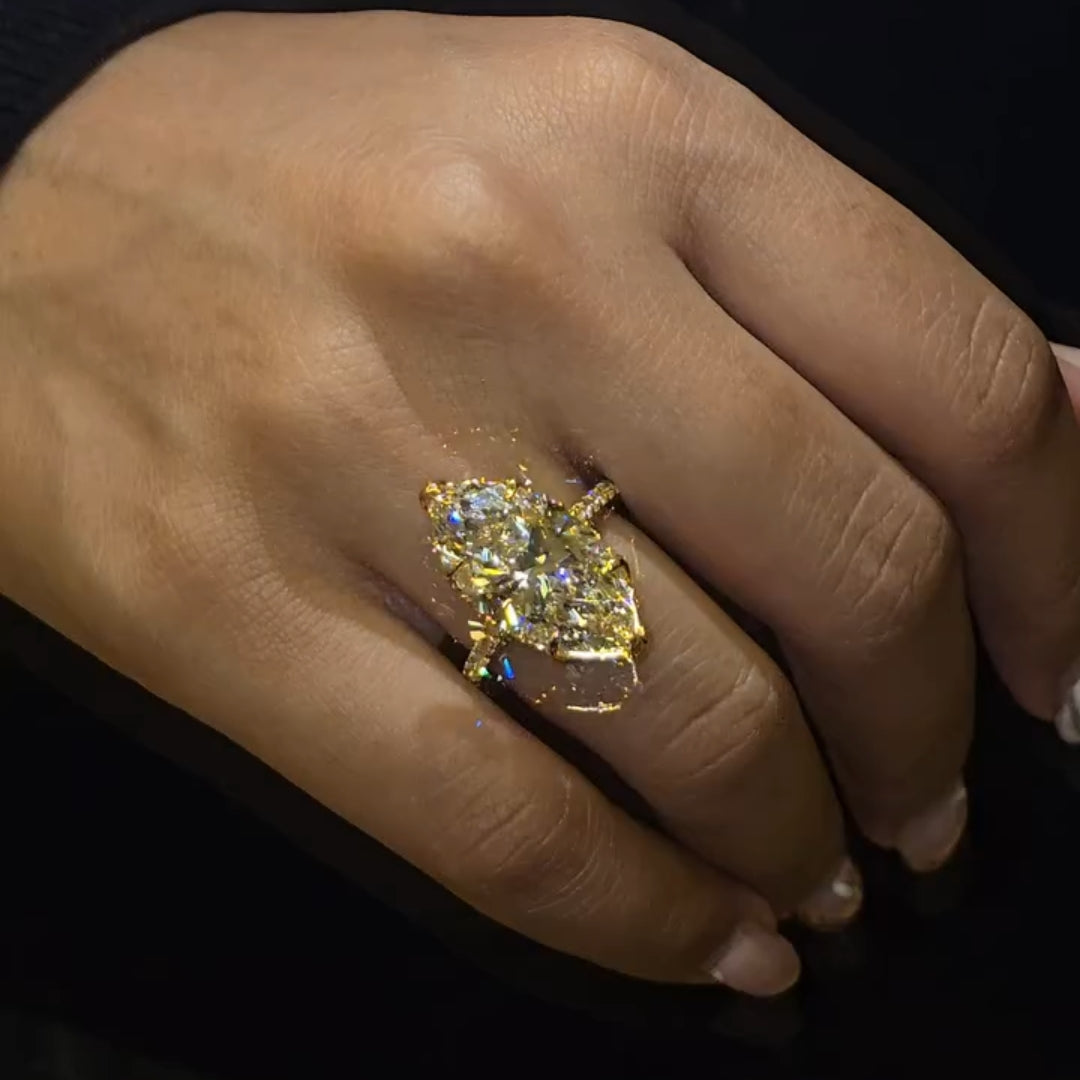 Majestic 8.0ct Marquise Cut Yellow Stone Pave Engagement Ring