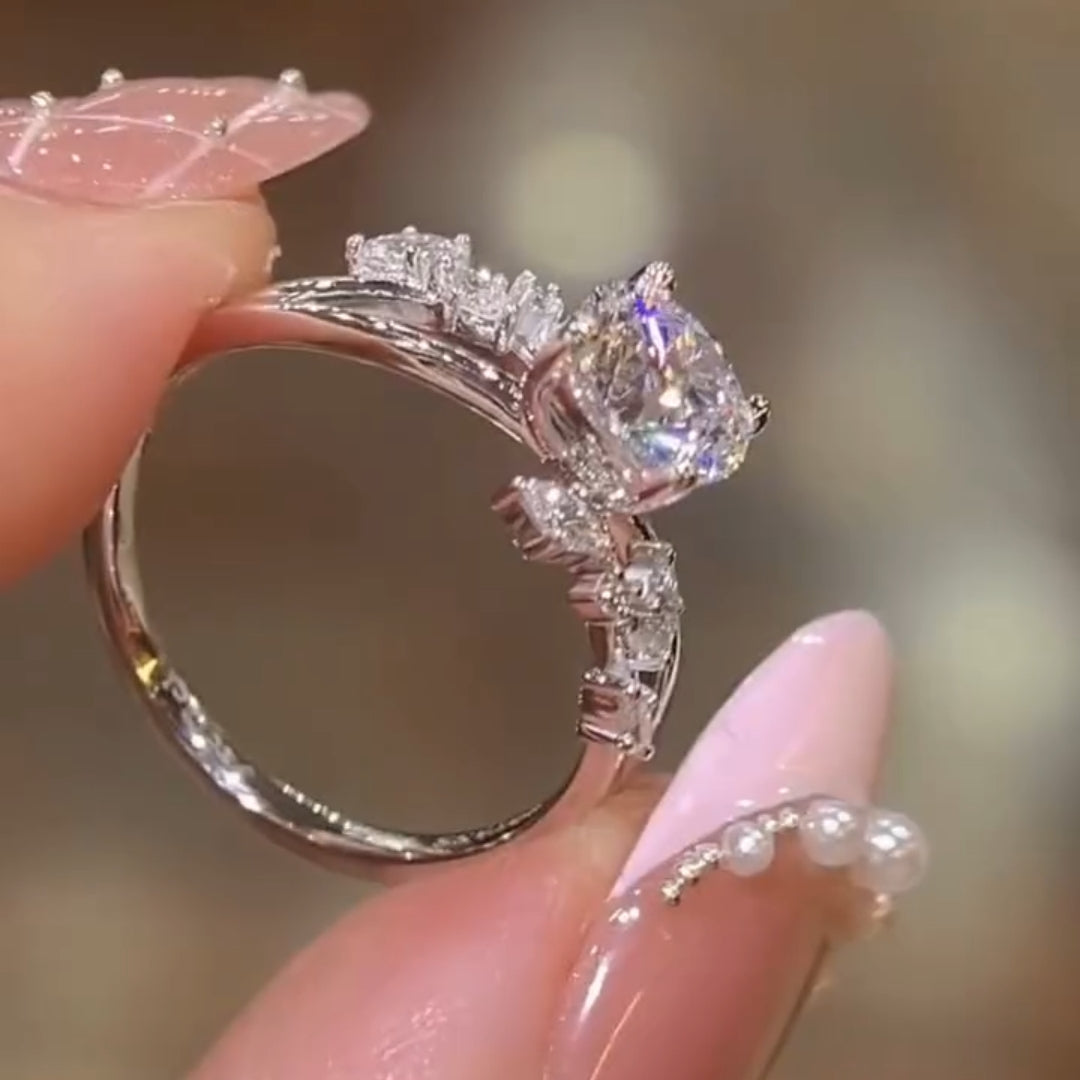 Botanical Vine Round Cut 2.0ct Engagement Ring In Sterling Silver