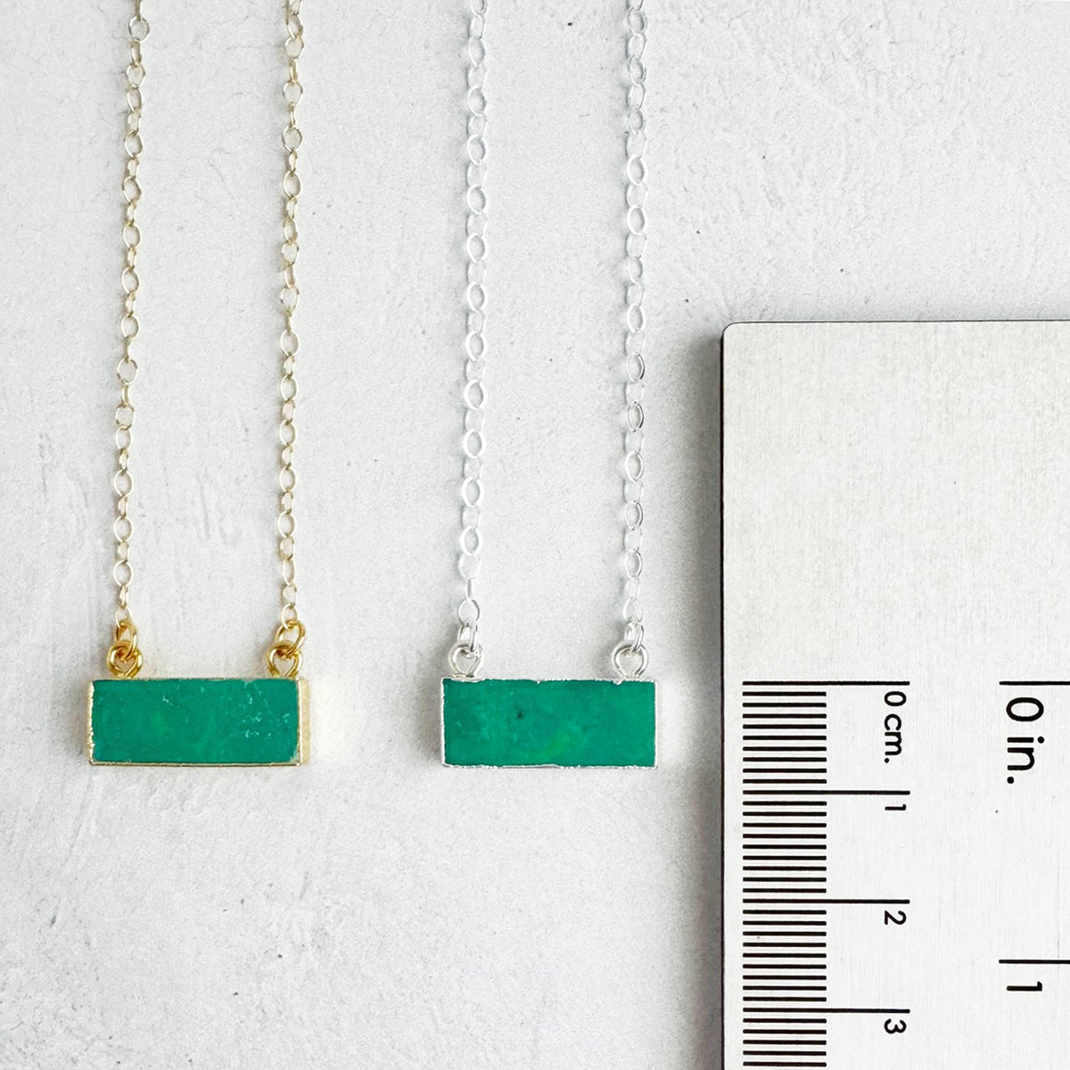 Tibetan Turquoise Bar Necklace in 14k Gold Filled and Sterling Silver