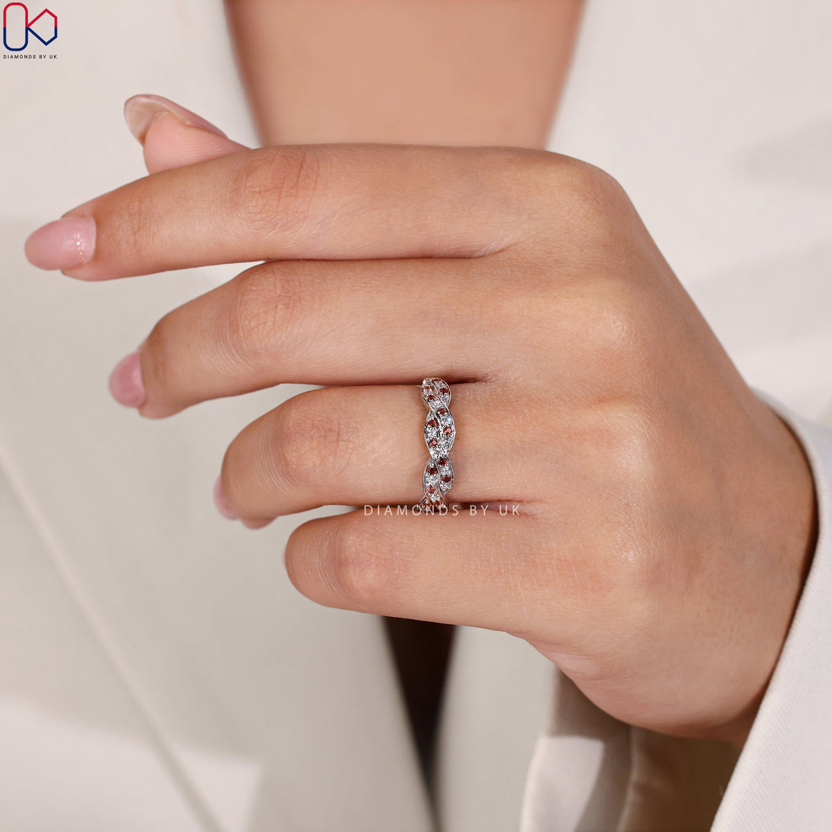 Twisted Wedding Band – Half Eternity Design