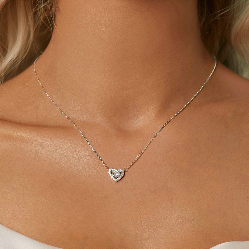 Silver Moissanite Heart Necklace