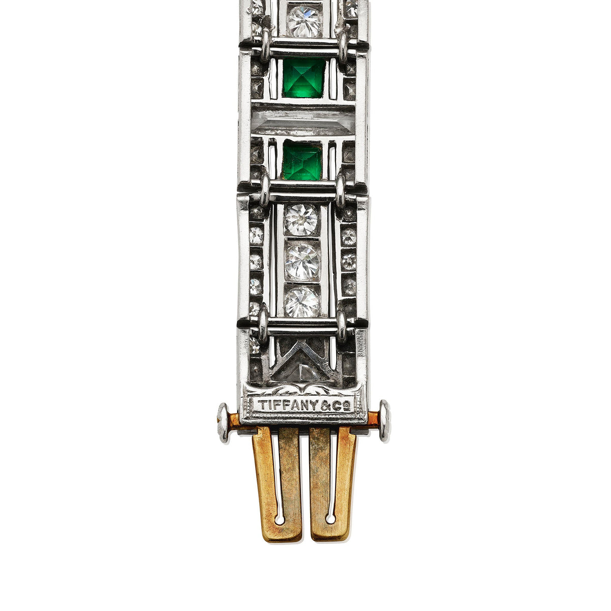Tiffany & Co. Art Deco Emerald and Diamond Bracelet