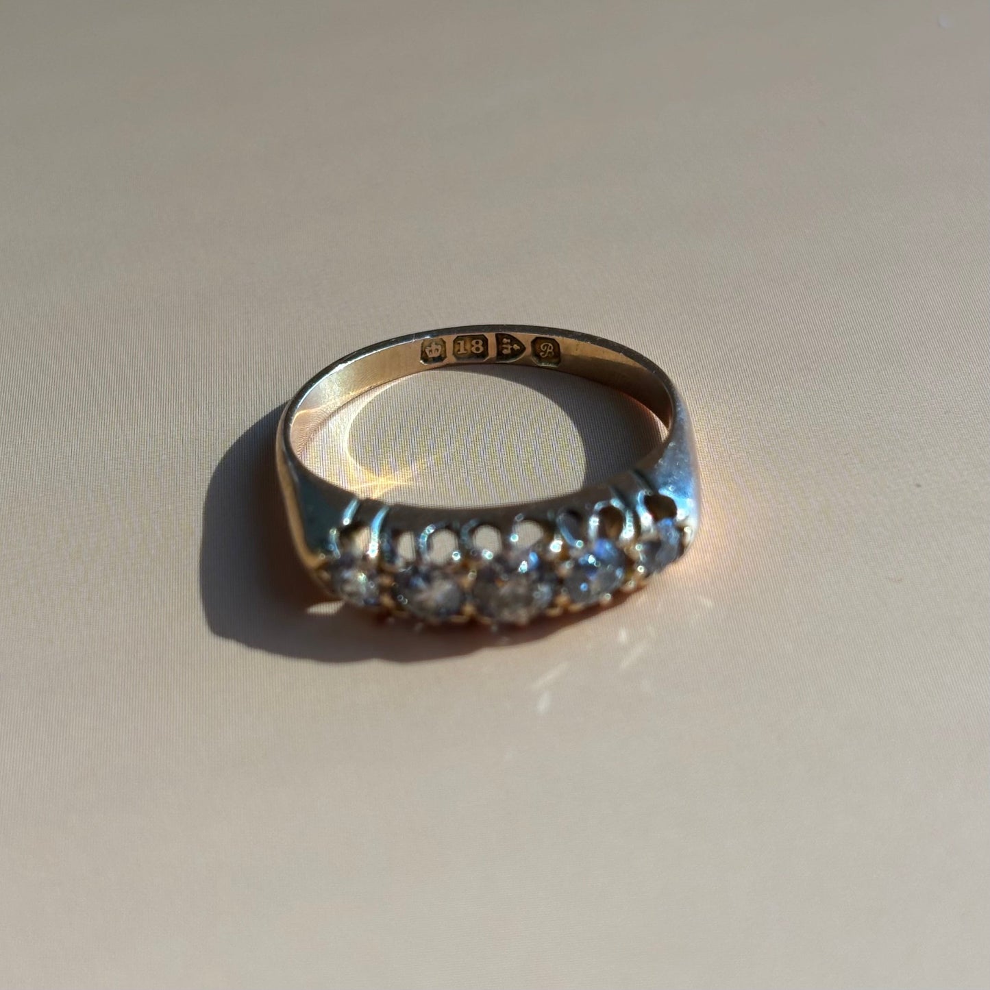 0.50ct Five Stone Diamond Band | Birmingham 1890 | 18k Yellow Gold | Vintage