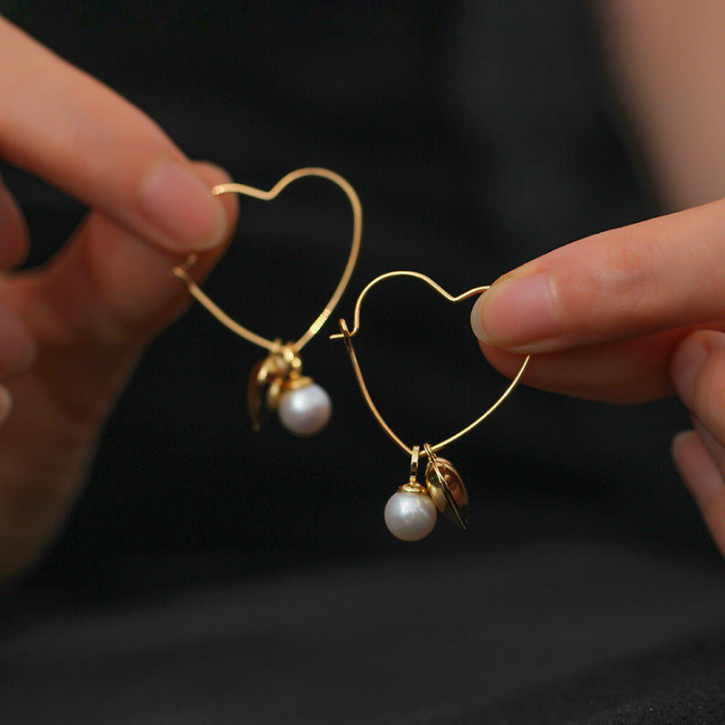 Pearl Heart Earrings