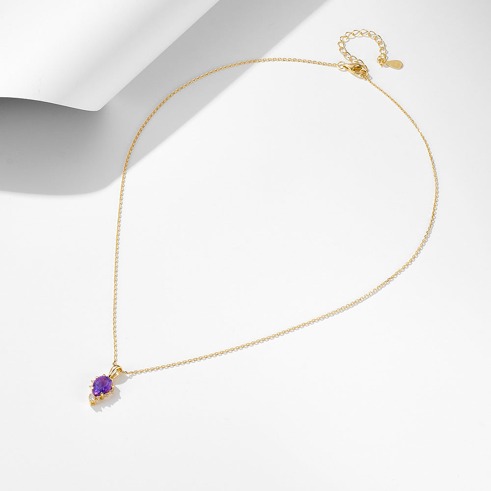 Pear Amethyst Pendant Necklace