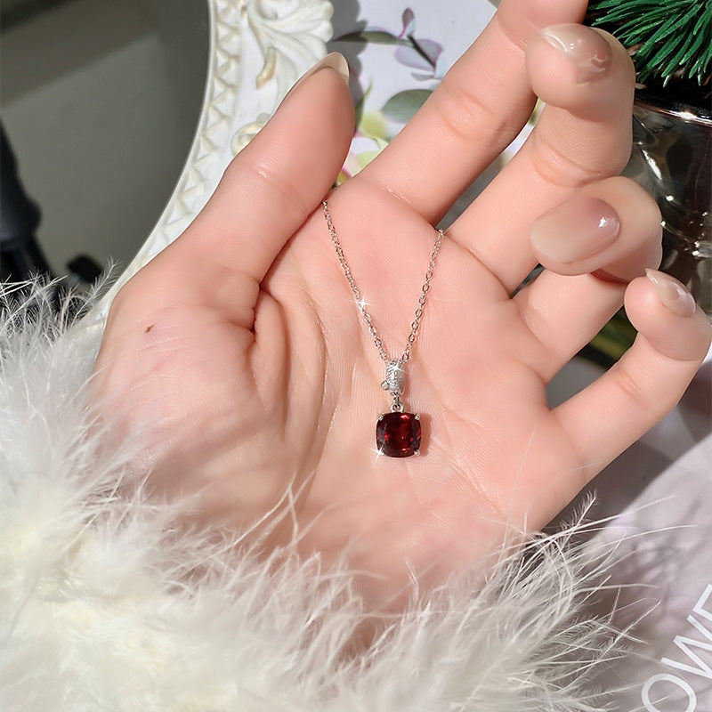Cushion Cut Garnet Necklace