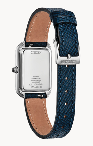 Lady's Stainless Steel Citizen Eco-Drive "Dress Classic" with Midnight Blue Rectangular Dial