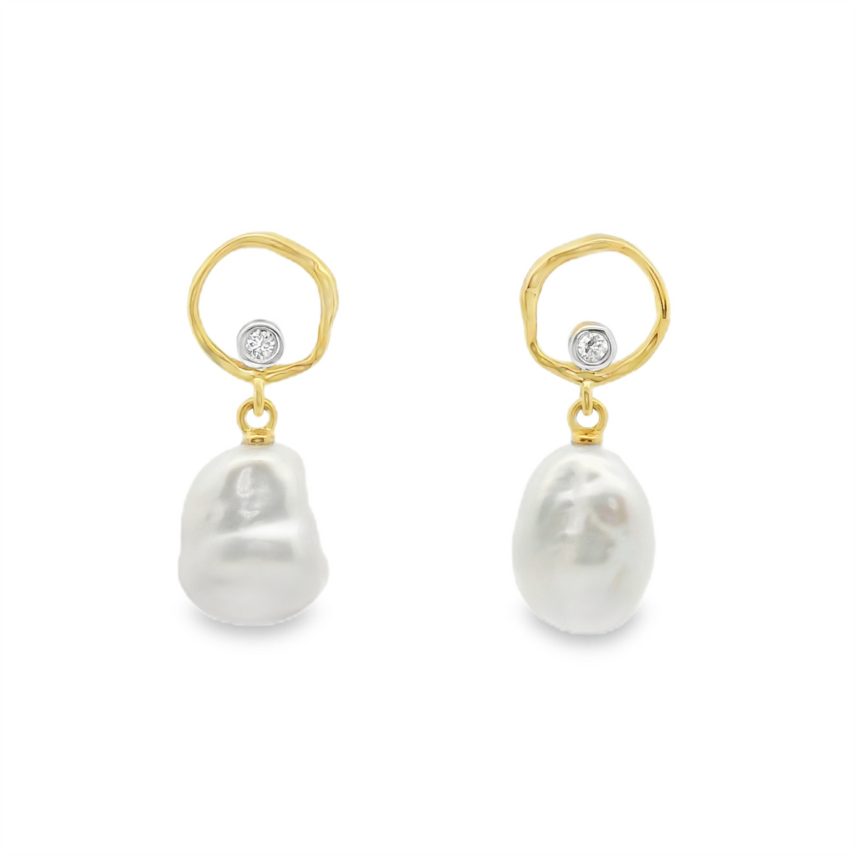 Pearl & Diamond Drop Earrings