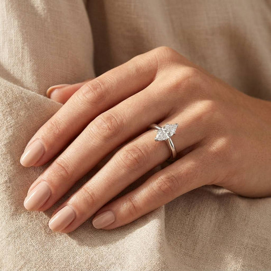 1 Carat Marquise Lab Grown Diamond Engagement Ring | 14K White Gold
