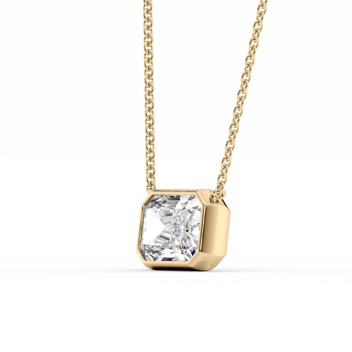 1 Carat Radiant Cut Diamond Bezel Pendant Necklace