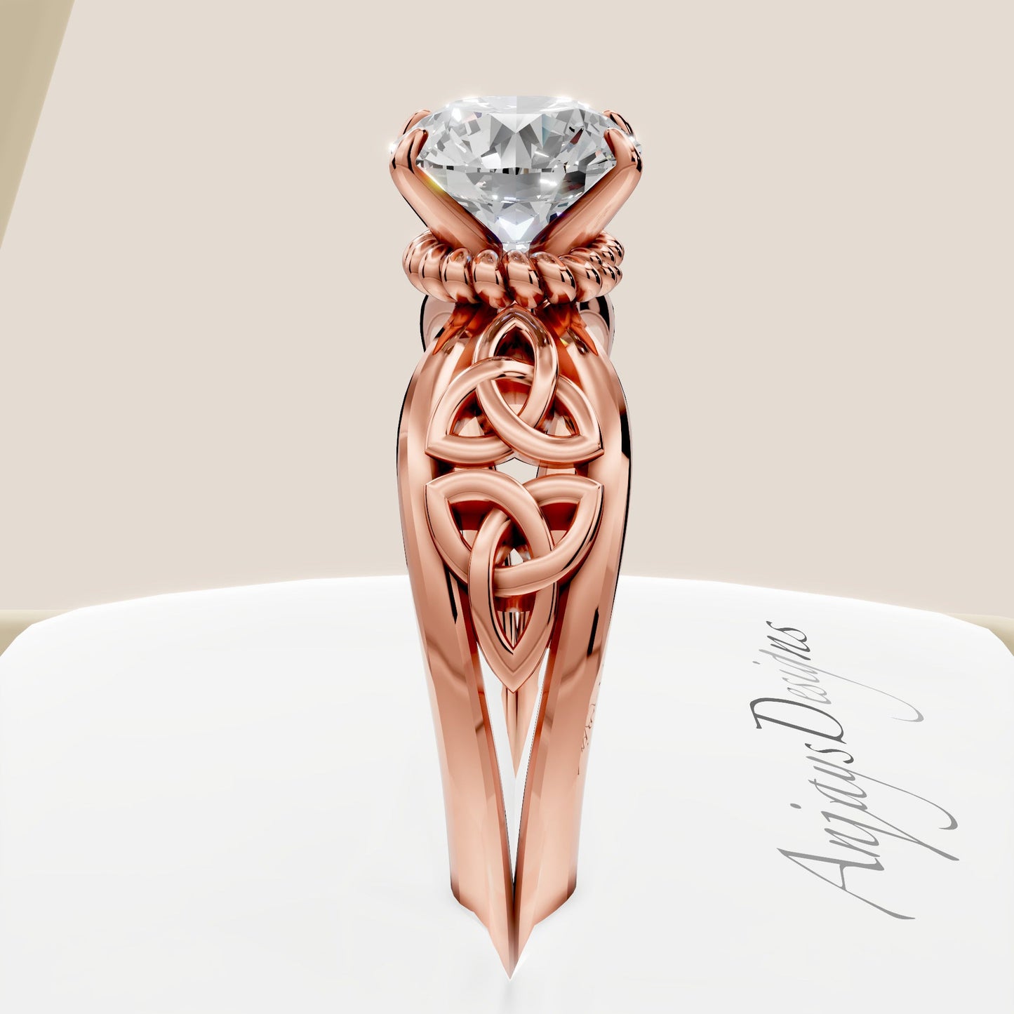 Celtic Diamond Engagement Ring 1 Carat Round Lab Grown Diamond