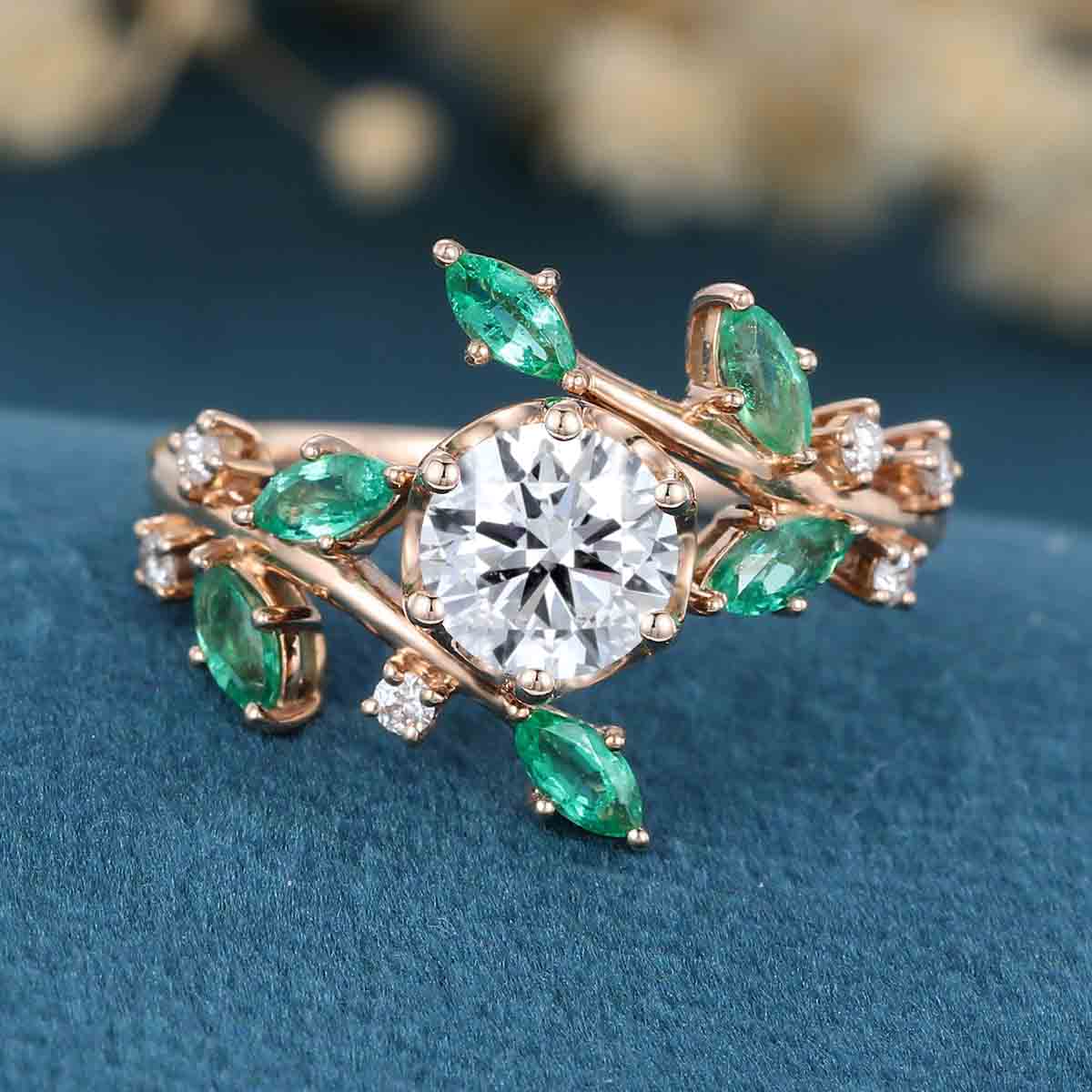 1.0CT~5.0CT Round cut Lab Grown Diamond Vintage Engagement Ring