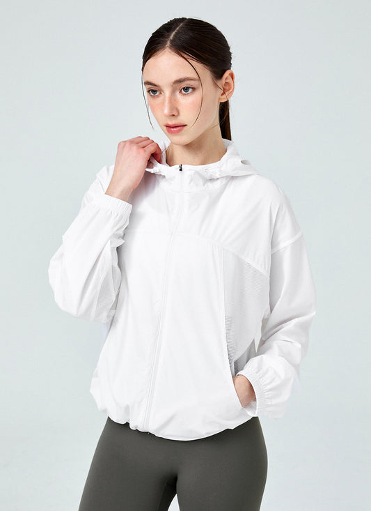 Airy Mesh Hood Crop Windbreaker