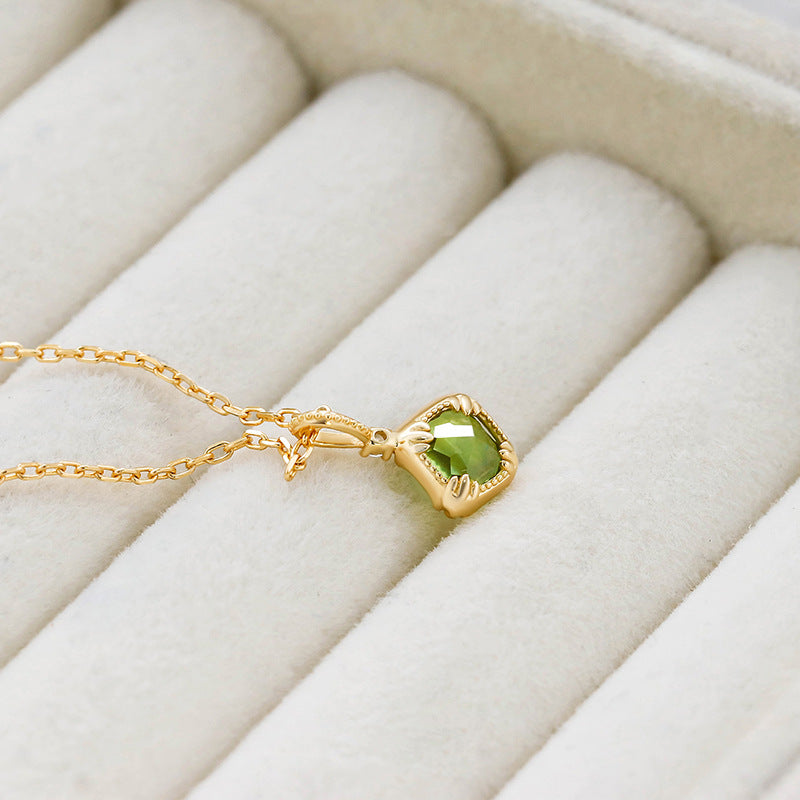 Peridot Cushion Pendant Necklace
