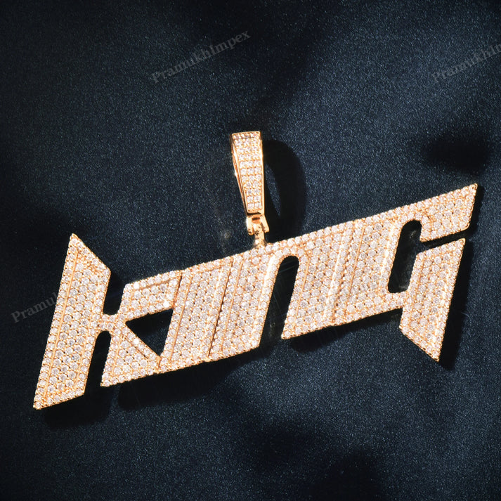 Moissanite S925 Gold Plated Letter King Pendant