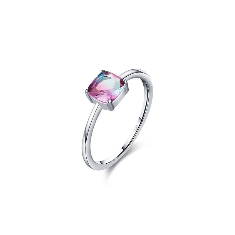 Cushion Cut Watermelon Tourmaline Ring