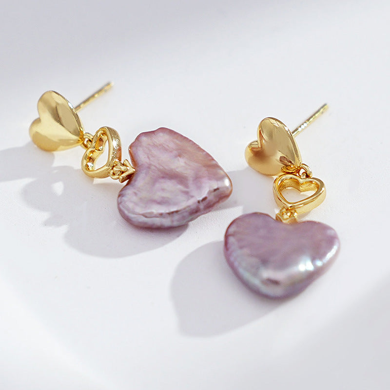 Heart-Shaped Pearl Earrings