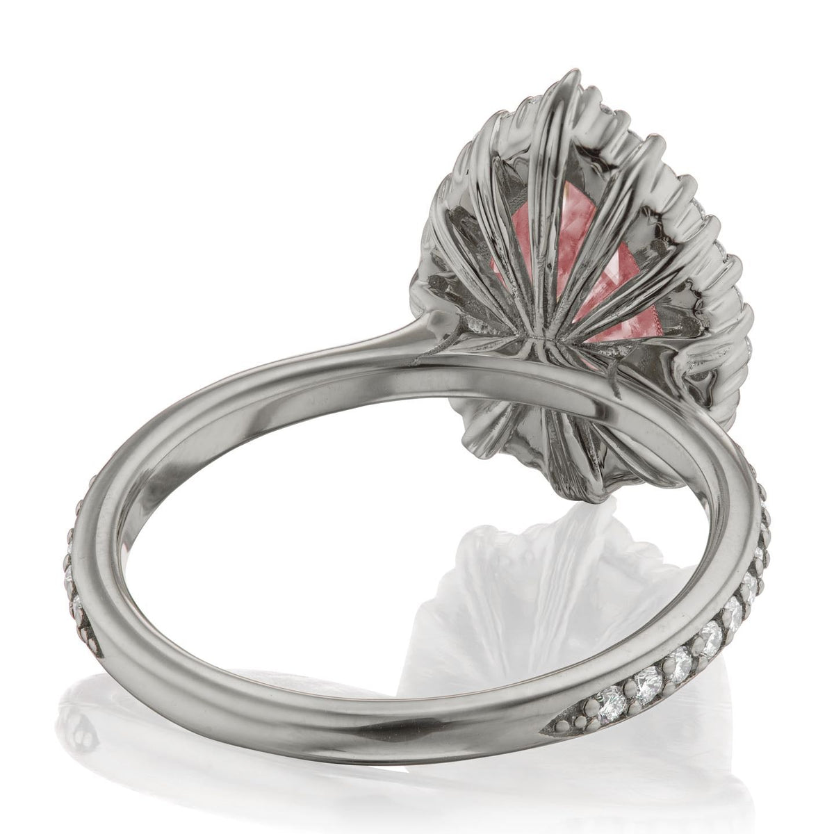 ・CELESTE・Pear Peach Sapphire Center, Diamond Halo (3.33ctw+)