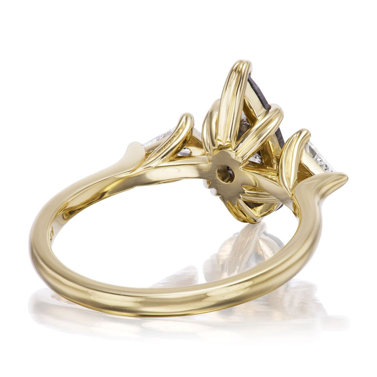 ・RAVEN・Pear Rose-Cut Salt + Pepper Diamond Center, Kite Diamonds (1.34ctw)
