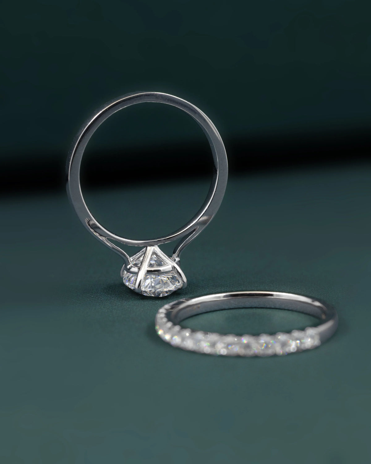 2.37 CTW Pear & Emerald Cut Lab-Grown Diamond Pave Engagement Ring