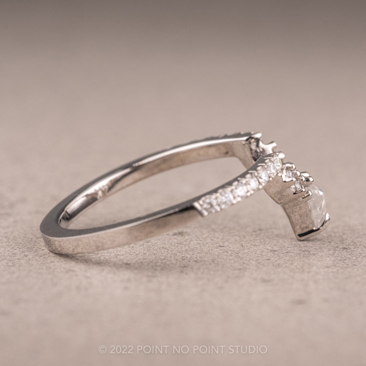 Kia Wedding Ring, Salt and Pepper Kite, 21 Diamond, Rounded Contour