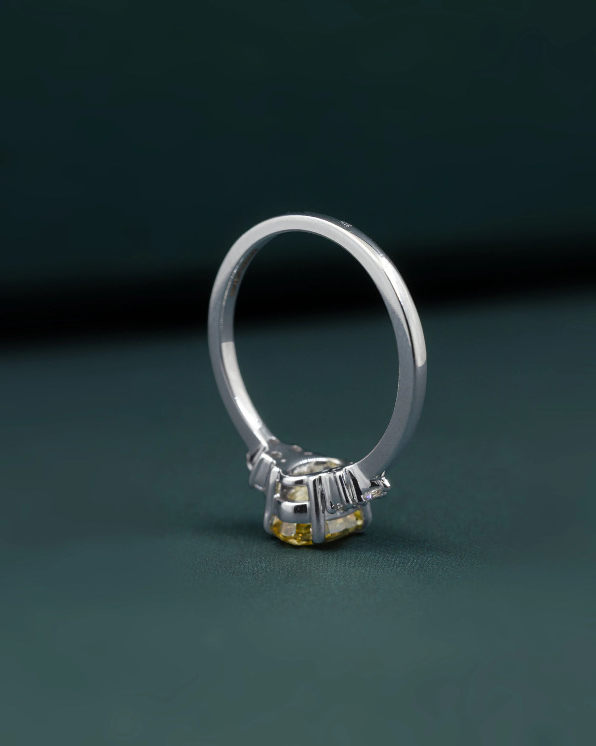 1.31 CTW Fancy Yellow Pear Cut Lab-Grown Diamond Three-Stone Ring