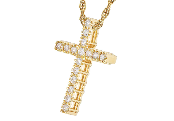 14KY Diamond Cross Necklace (18in)