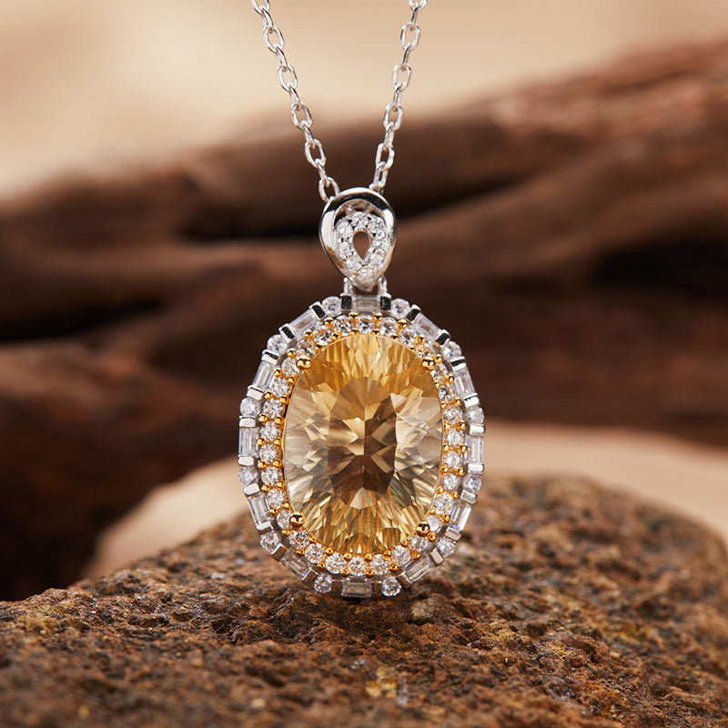 Citrine Halo Necklace