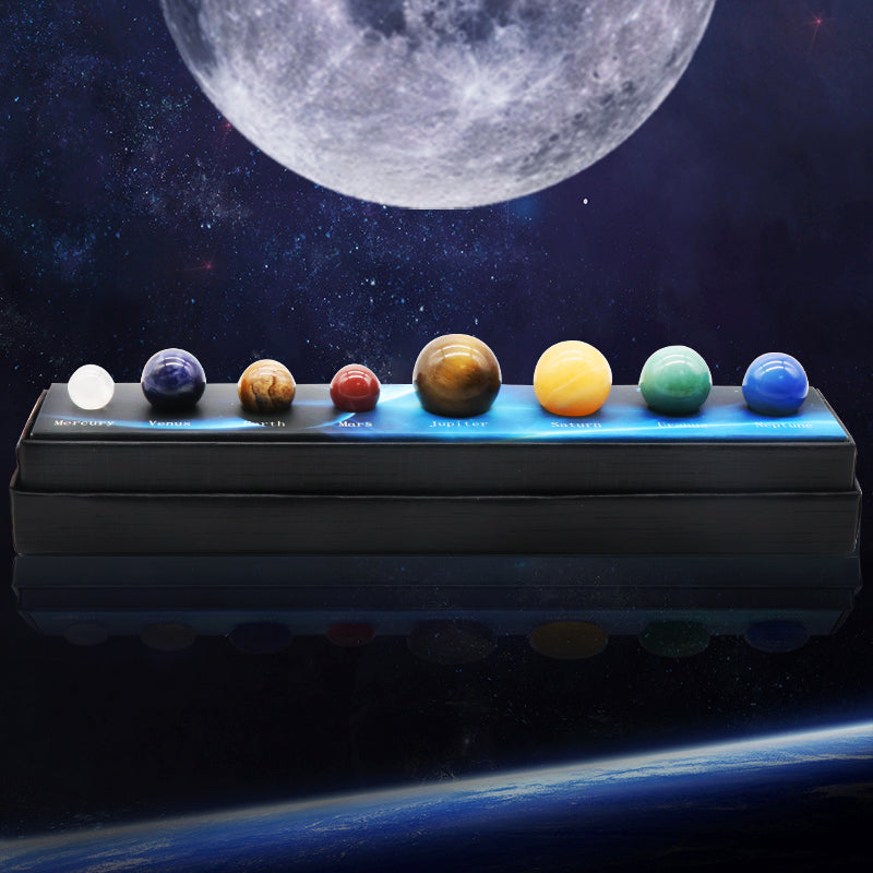 Natural Gemstone Spheres Set - 8 Planet Crystal Balls - Meditation Decor Crystals - New!