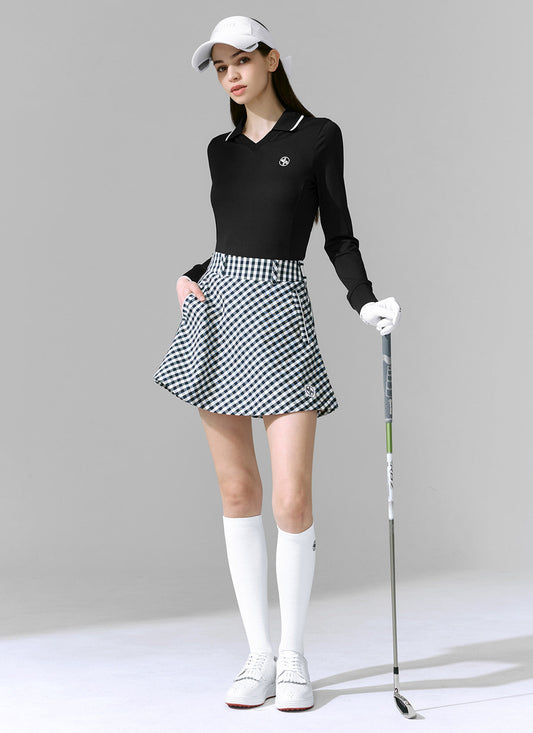 Check Flare Skirt