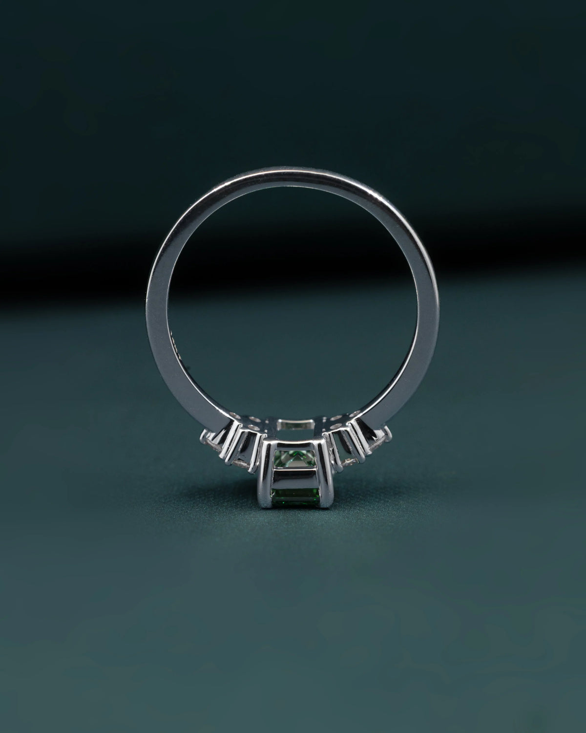 1.28 CTW Emerald & Pear Cut CVD Lab-Grown Diamond Three Stone Ring