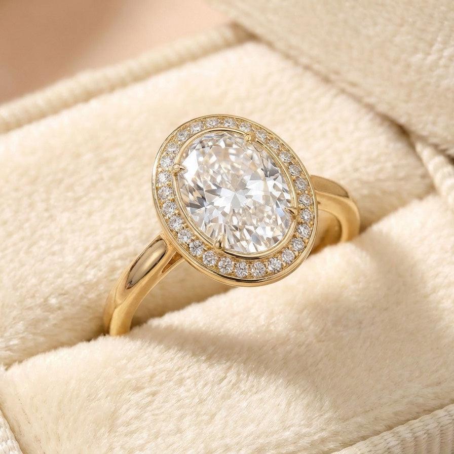 Astra’s Prism | 3CT Oval Diamond Halo Engagement Ring