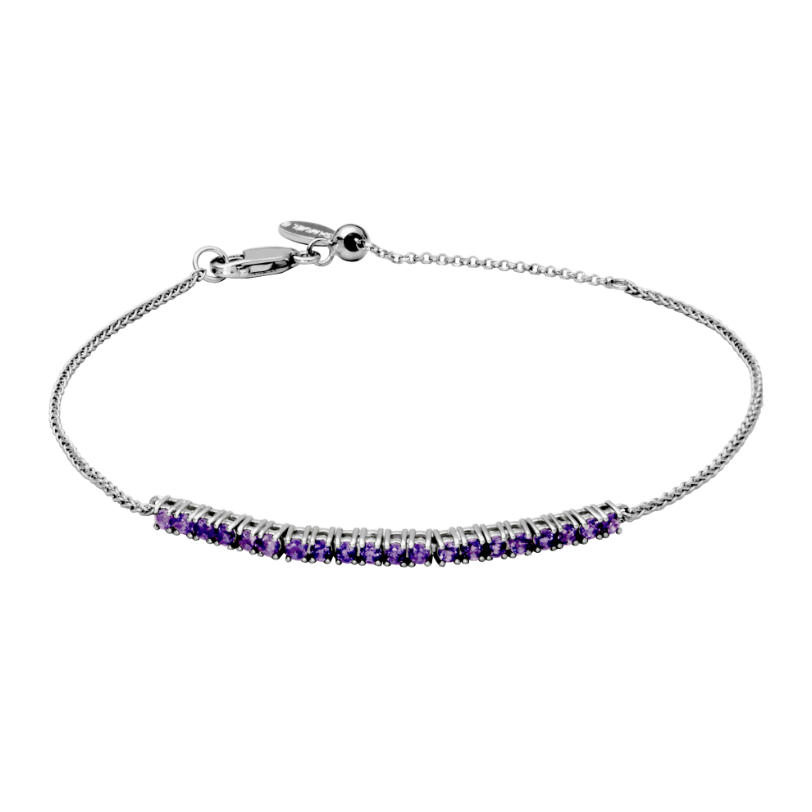 Rhodium-plated Sterling Silver African Amethyst Adjustable "Dazzle" Bracelet (8 inch)