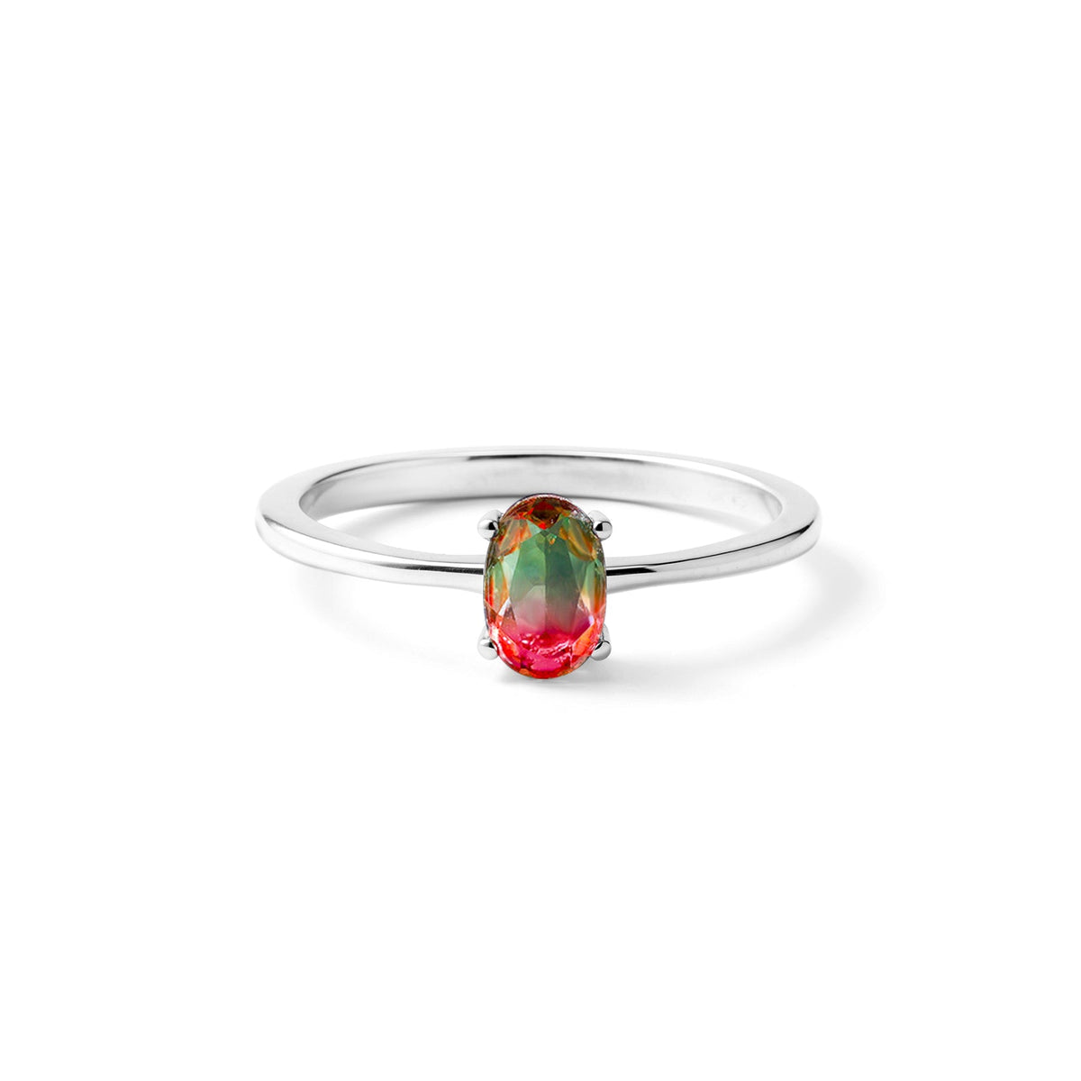 Oval Watermelon Tourmaline Ring
