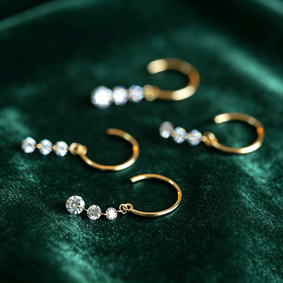 Round cut Lab grown Diamonds Hoop Earrings Set