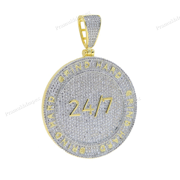 Iced 24/7 Round Moissanite Silver Pendant