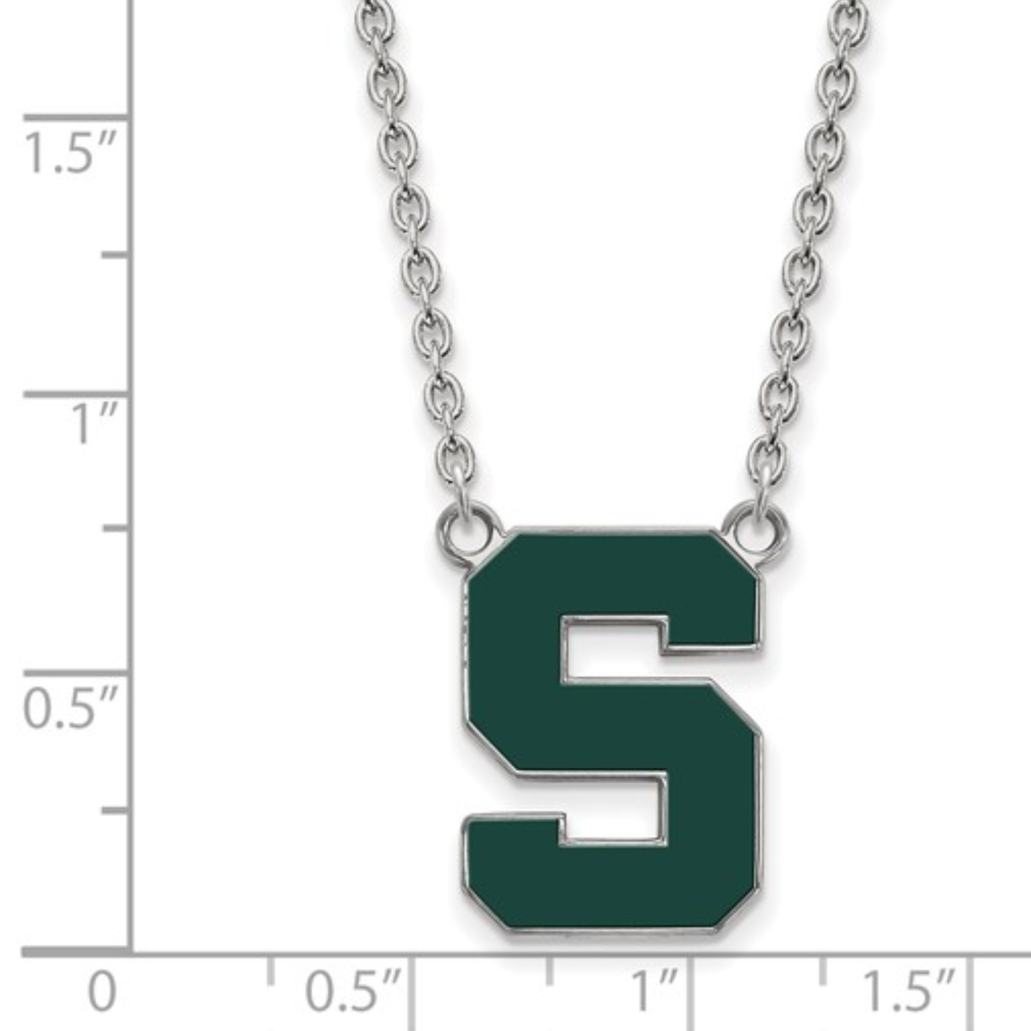 Enameled MSU Block S Necklace | Sterling Silver