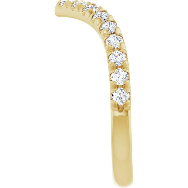 Virginia Band - V-Shape Contoured Accented Diamond or Moissanite Wedding Ring