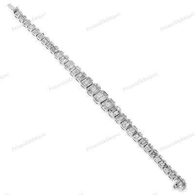 Baguette Cut Moissanite Diamond 925 Silver Tennis Bracelet