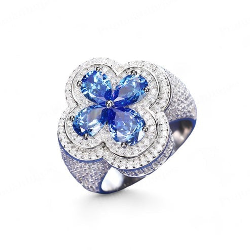 Hip Hip Sterling Silver VVS D Moissanite Men's Moissanite Clover Ring