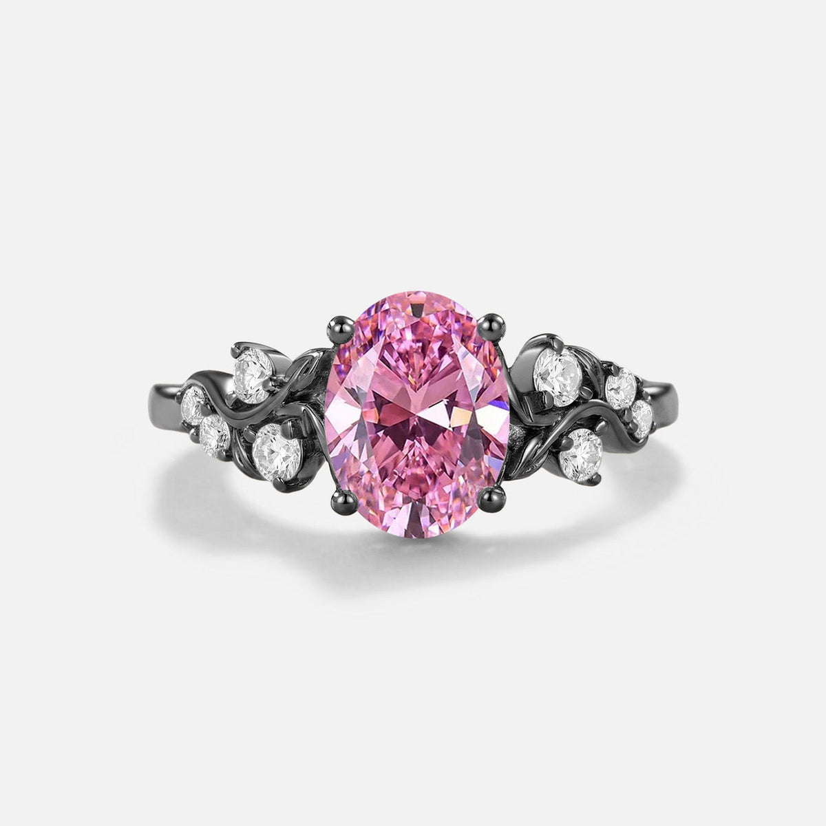 Oval Cut Pink Moissanite Engagement Ring - Paloma