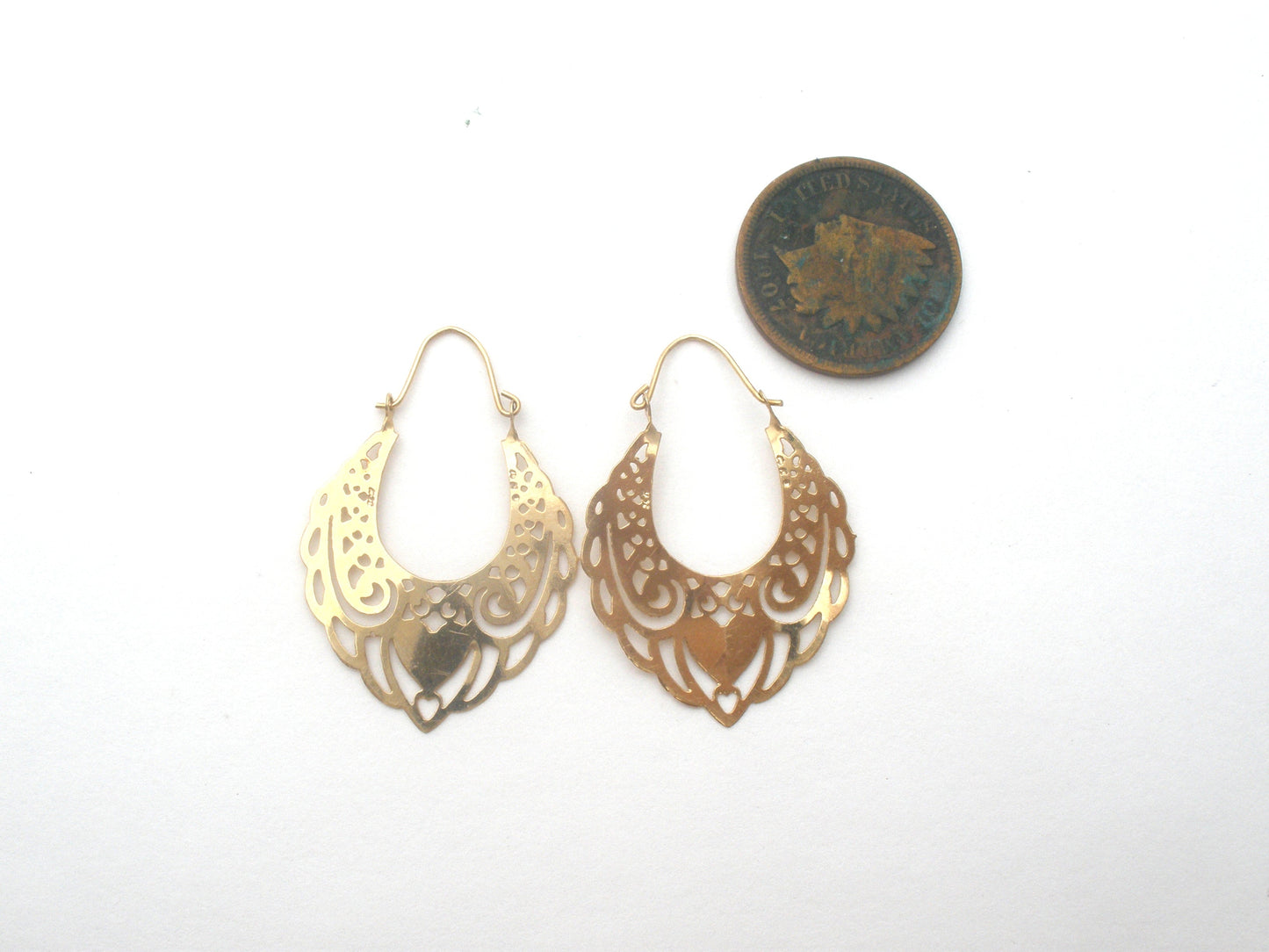 14K Gold Heart Hoop Earrings JCM
