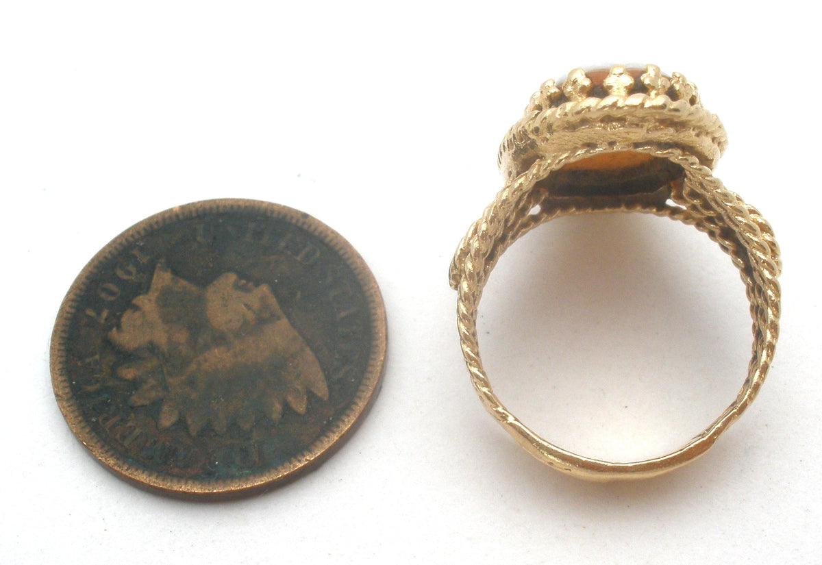 14K Gold Shell Cameo Ring Size 4
