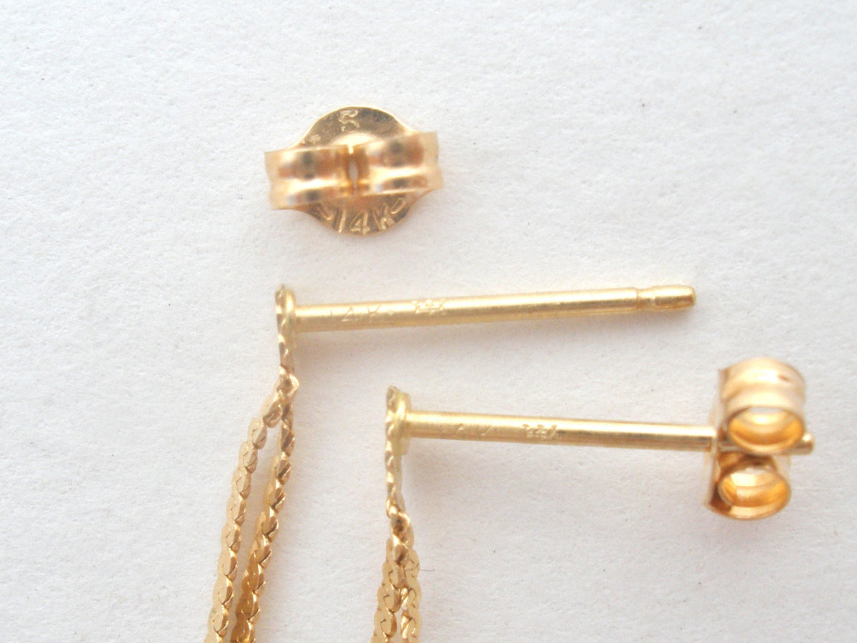 14K Gold Dangle Baroque Pearl Earrings