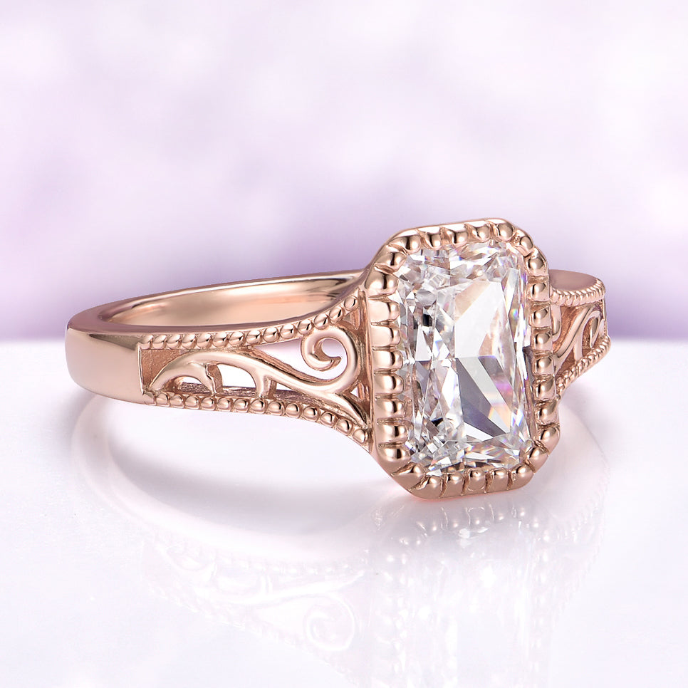 Radiant Cut Lab-Grown Diamond Engagement Ring in 14K Solid Rose Gold (IGI Certified)