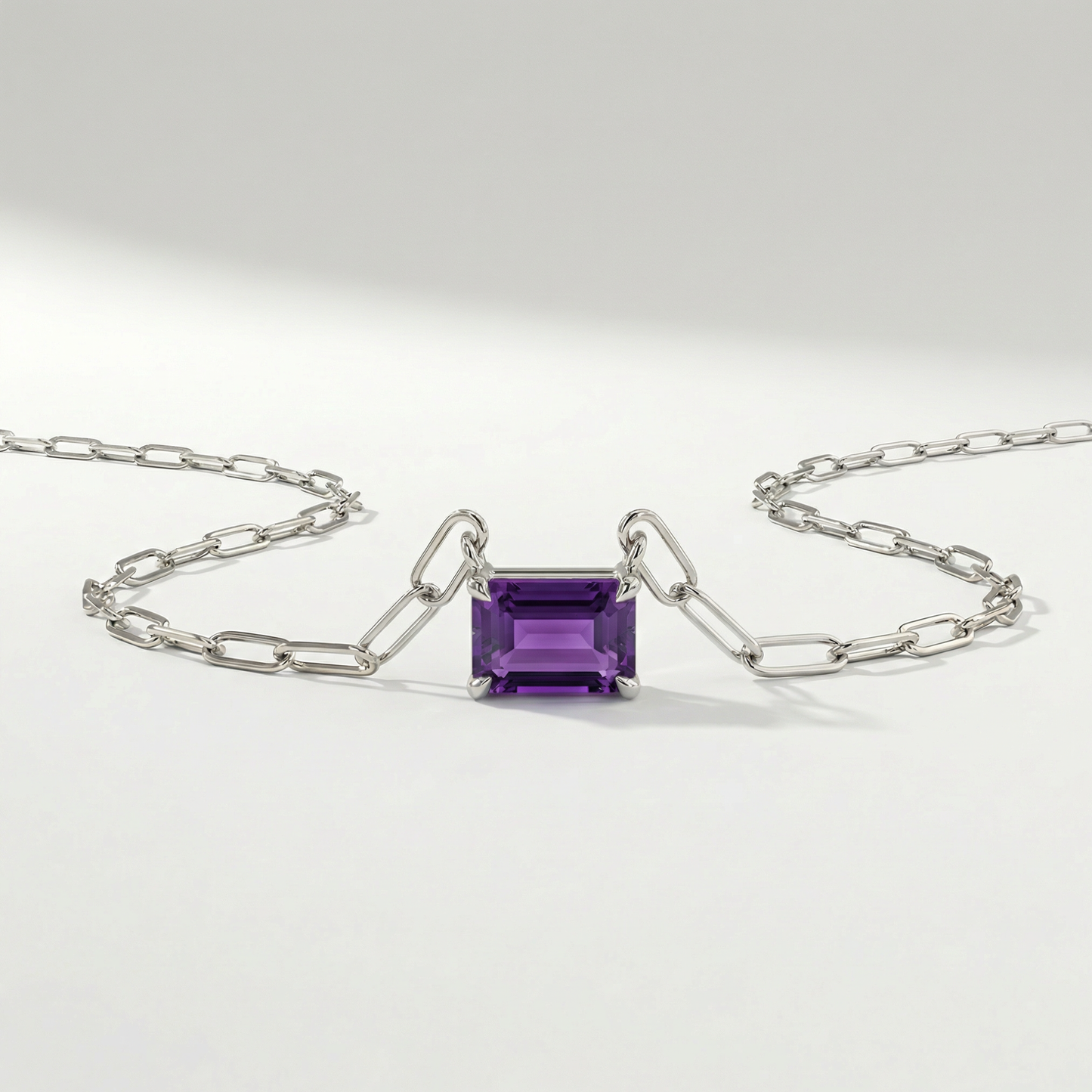 The Gemstone Paperclip Necklace | Amethyst