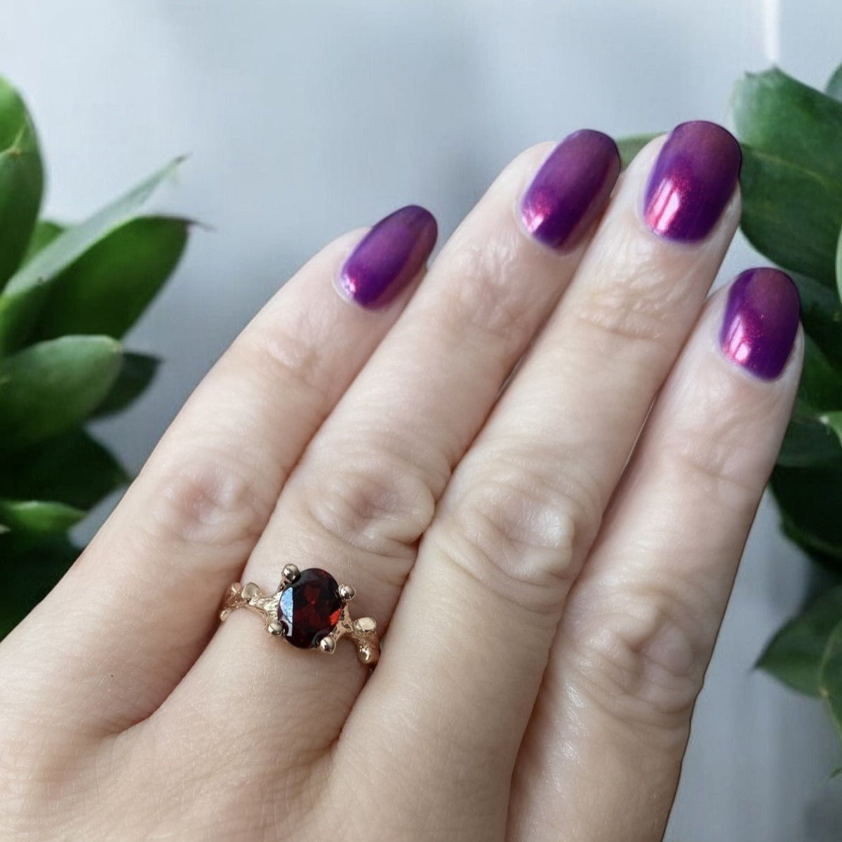 14k Gold Garnet Gemstone Ring