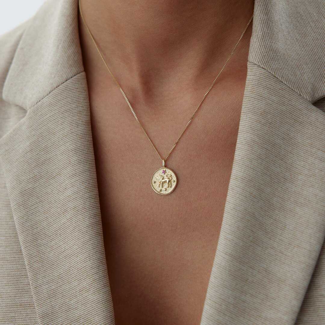 14k Gold Leo Zodiac Necklace