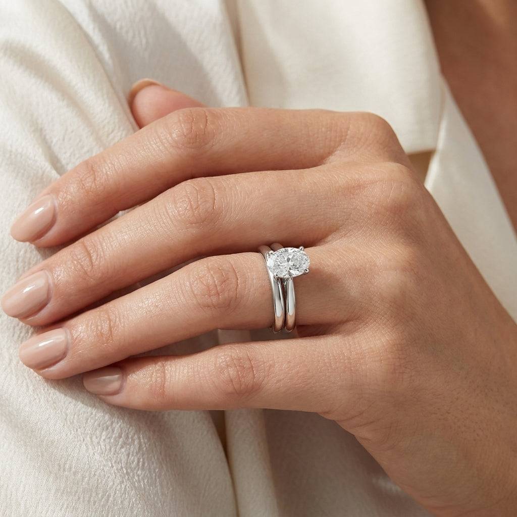 1.5 Carat Oval Lab Grown Diamond Engagement Ring | 14K White Gold