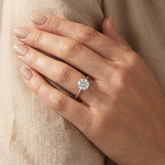 1.5 Carat Round Lab Grown Diamond Engagement Ring | 14K White Gold
